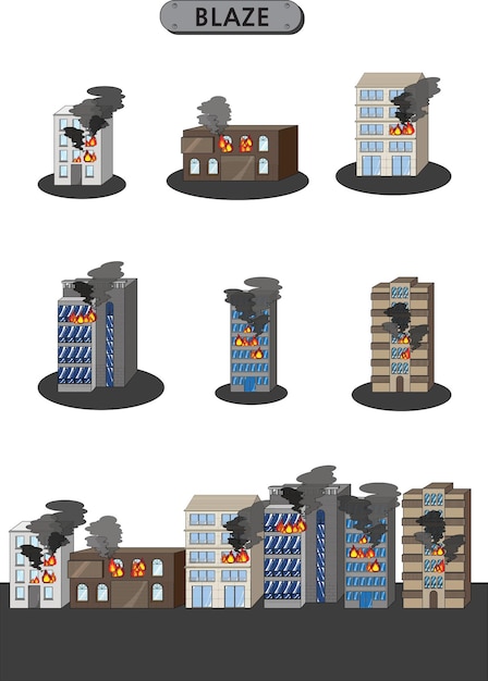 Vector un edificio en llamas