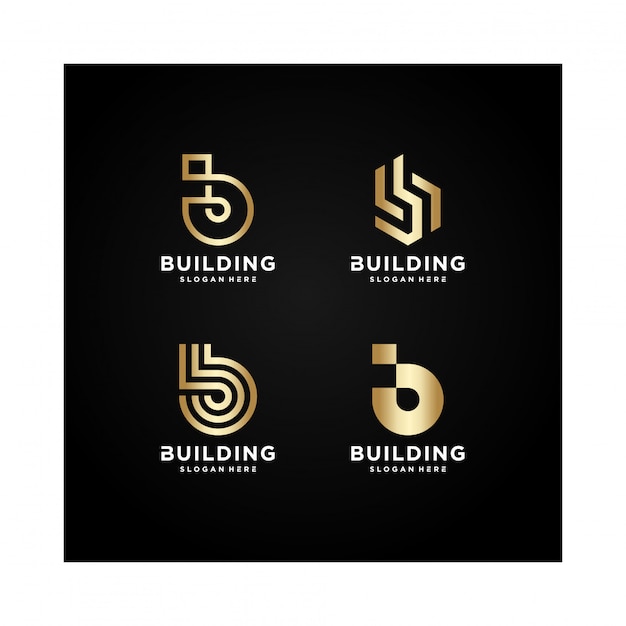 Edificio logo collection, moderno, concepto, gradiente, inmobiliario,