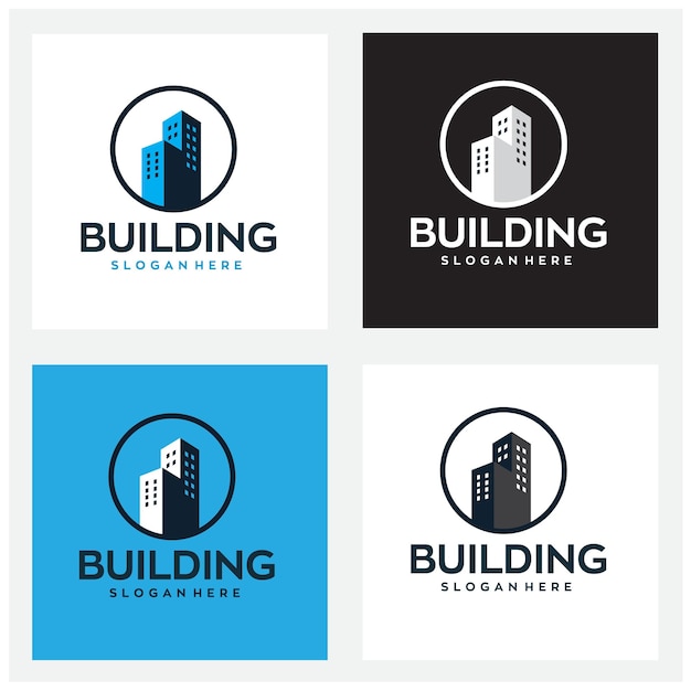 edificio de logotipo de bienes raíces archivo vectorial editable