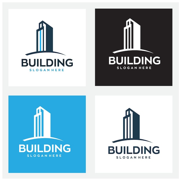 edificio de logotipo de bienes raíces archivo vectorial editable