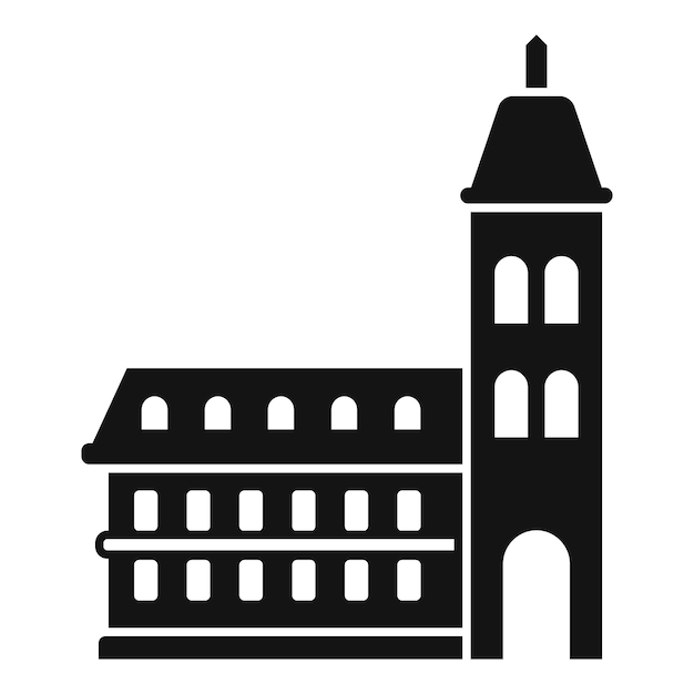 Edificio medieval con icona de torre y entrada arqueada