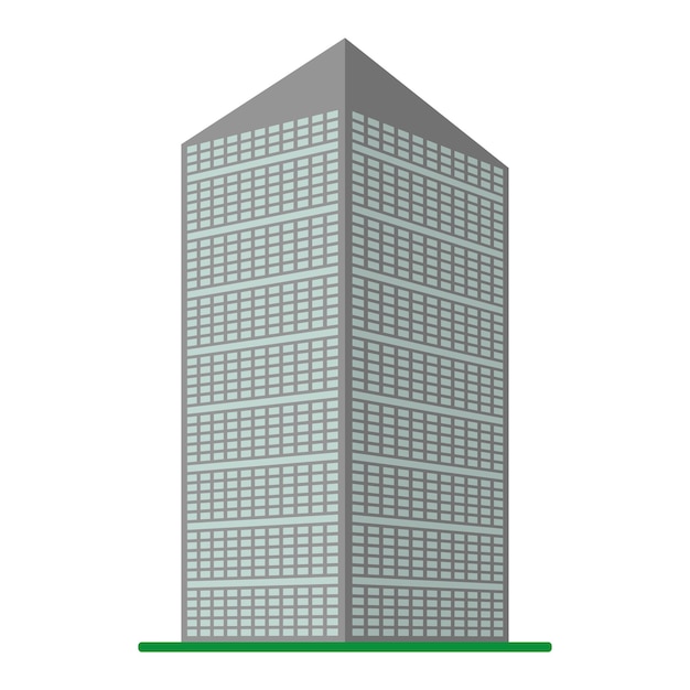 Vector un edificio moderno de gran altura sobre un fondo blanco. vista del edificio desde abajo. ilustración vectorial isométrica.