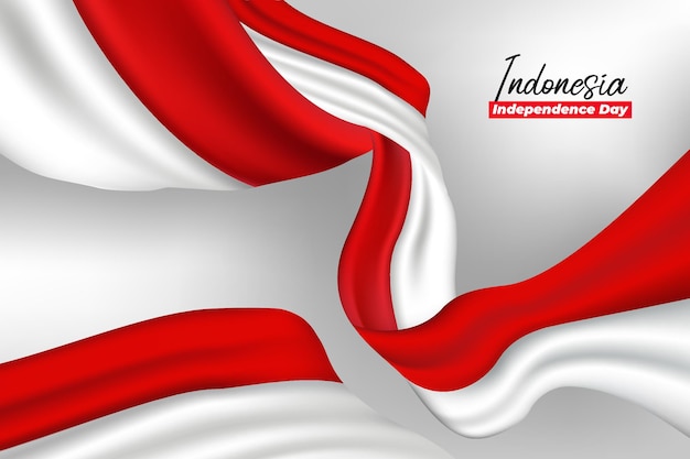 Edificio monumental de Indonesia con bandera roja y blanca ilustrando el diseño del Día de la Independencia
