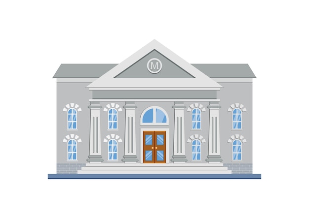 Edificio del museo Clipart Vector Diseño plano aislado sobre fondo blanco