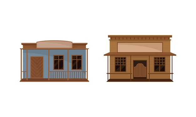 Edificio occidental con salón con puertas de ala de murciélago Conjunto vectorial