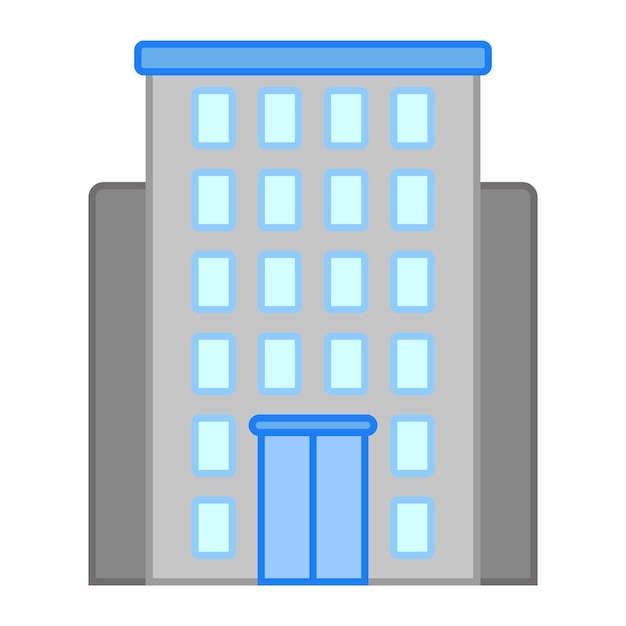 Edificio de oficinas moderno Vector de ventana azul Forma de la estructura urbana Símbolo de la torre corporativa