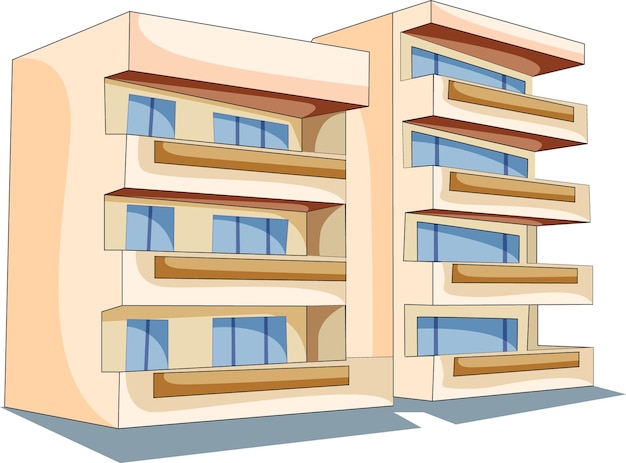 Vector edificio residencial de varios pisos