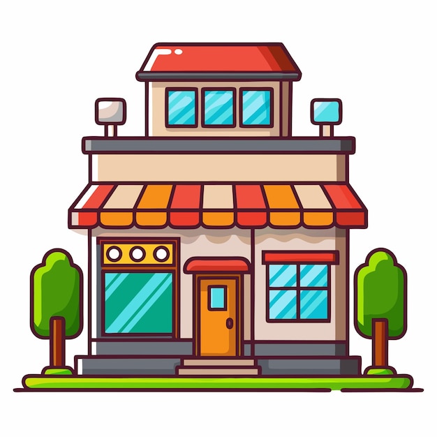 Edificio de una tienda de electrónica vibrante Vector Icon Art