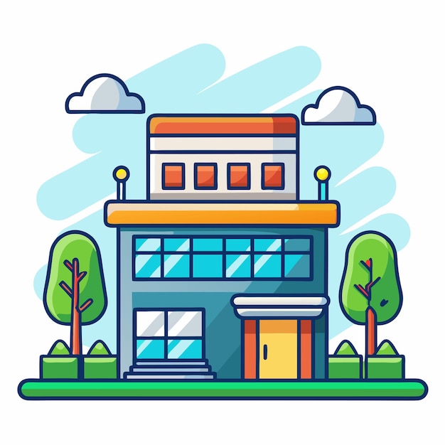 Edificio de tiendas de electrónica fresco Arte vectorial