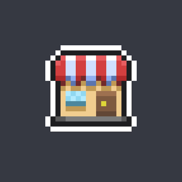 edificio de tiendas en estilo pixel art