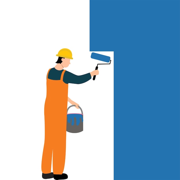 Edificio de un trabajador de la construcción Ilustración vectorial en estilo plano
