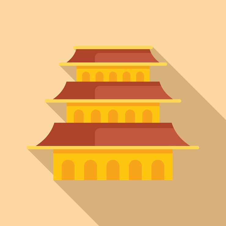 Vector edificio tradicional de templo asiático con techo curvo