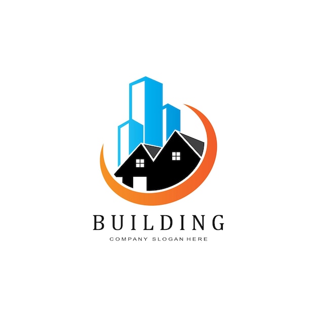 Vector edificio urbano construcción logo icono símbolo casa apartamento ciudad vista