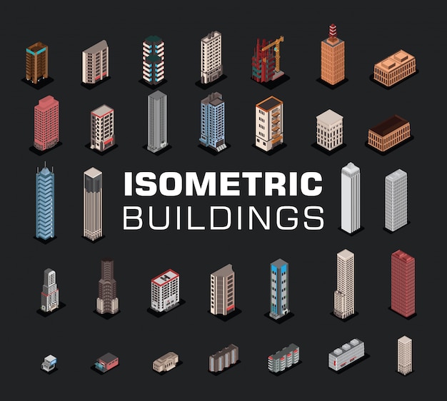 Edificios 3d isométricos