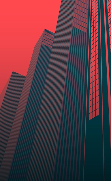 Edificios altos de la ciudad moderna Ilustración vectorial Esbozo para la creatividad