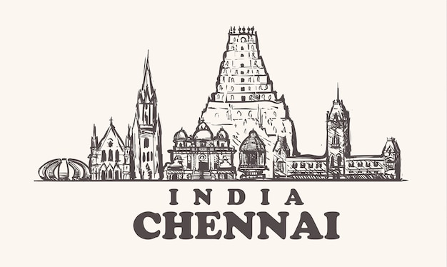 Vector edificios de chennai en india