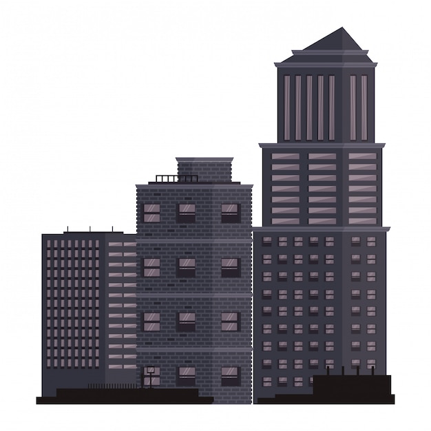 Vector edificios de la ciudad aislados