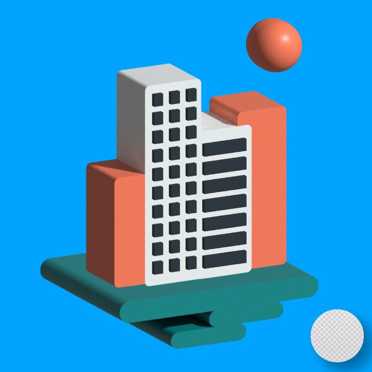 Vector edificios diferentes en 3d.