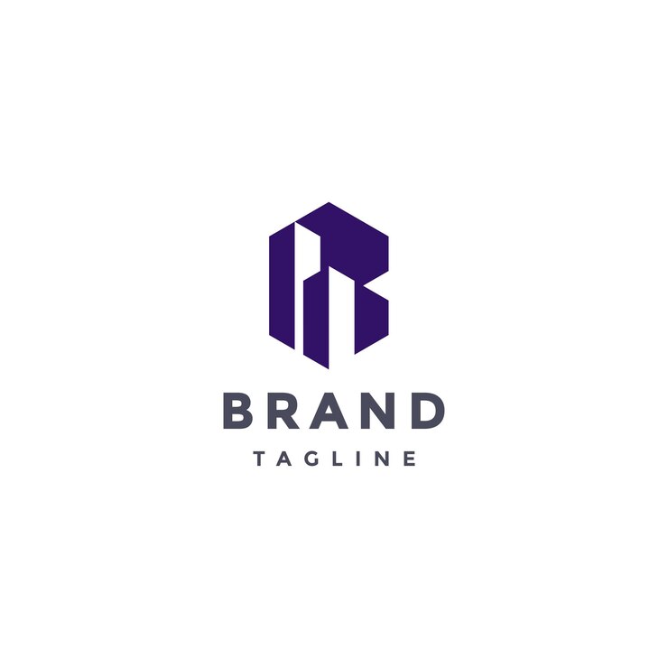 Vector edificios geométricos letra inicial b diseño del logotipo letra b hexágono con edificios gemelos icono logotipo