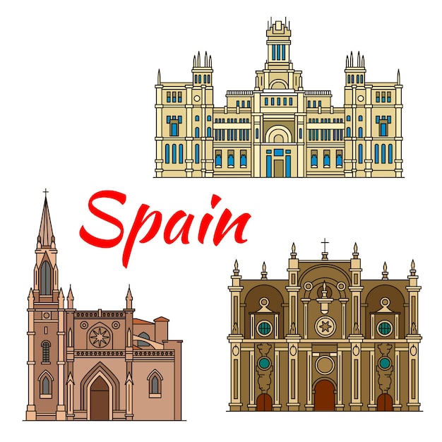 Vector edificios históricos y arquitectura de españa