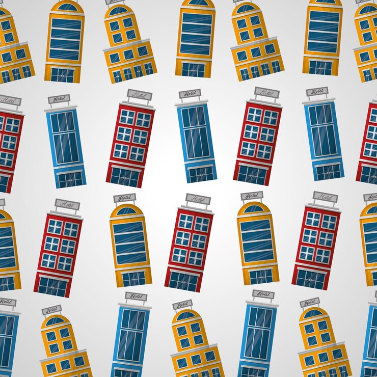 Vector edificios del hotel colorido fondo de alojamiento