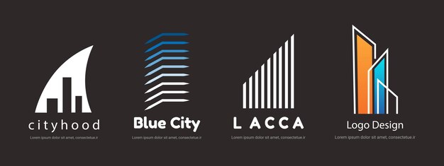 Edificios logo set vector paquete