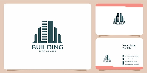 Vector edificios, logotipos inmobiliarios y tarjetas de visita