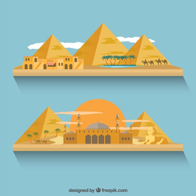 Vector edificios y pirámides de egipto
