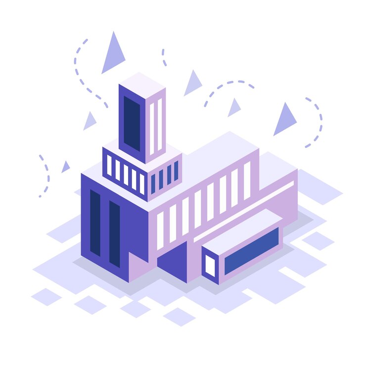 Vector edificios con vector de diseño de estilo isométrico