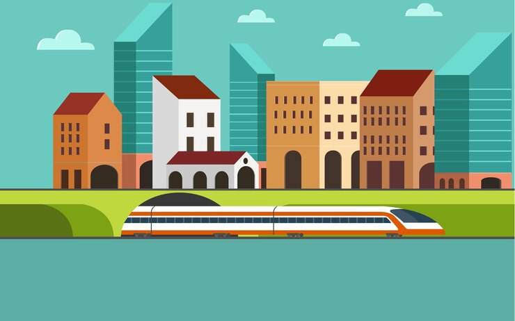 Vector edificios vectoriales con metro