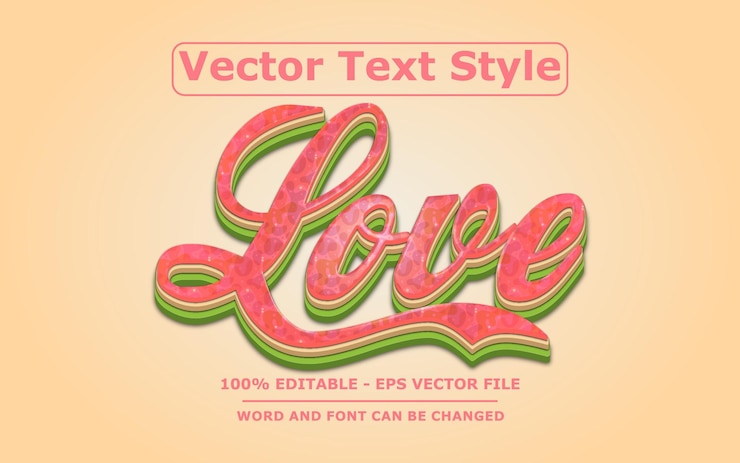 Vector editable amor vector eps estilo de efecto de texto