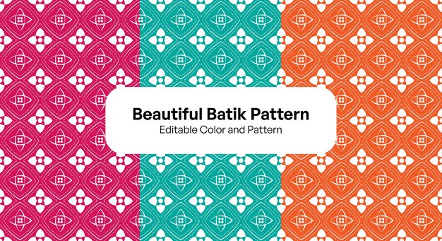 Editable Batik de base moderna sin costuras con varios colores y vectores de patrones para fines textiles