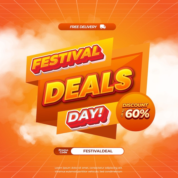 Editable Festival Día de compras Ventas ofertas de descuento Gradiente naranja insignia pop etiqueta pancarta