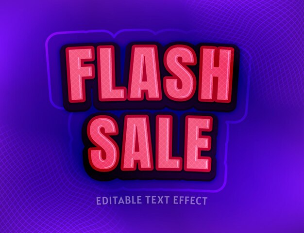 Editable FLASH SALE Efecto de texto Colores rojos en estilo retro moderno para campañas de promoción Anuncios