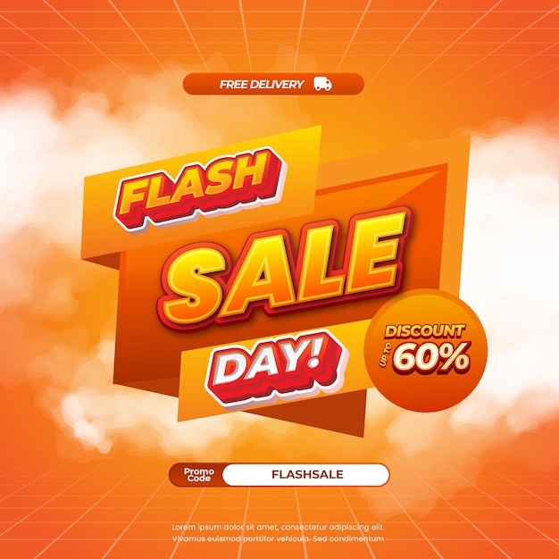 Editable Flash Venta ofertas de descuento Gradiente naranja insignia pop etiqueta estandarte