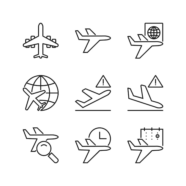 Editable set icon of airport vector ilustración aislada sobre fondo blanco usando para el sitio web de presentación o la aplicación móvil