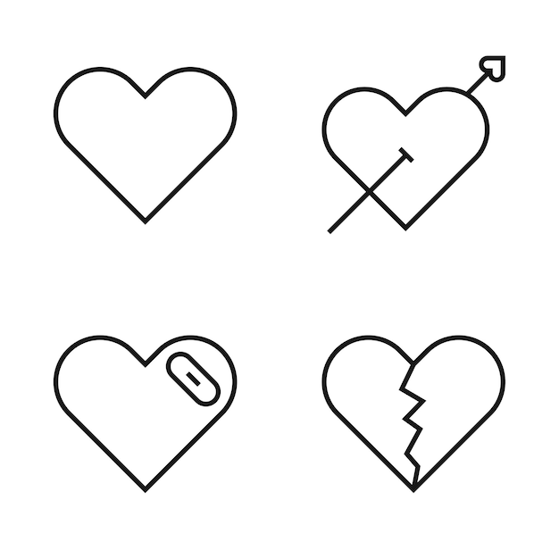 Editable Set Icon of Love Heart Vector ilustración aislada sobre fondo blanco usando para el sitio web de presentación o aplicación móvil