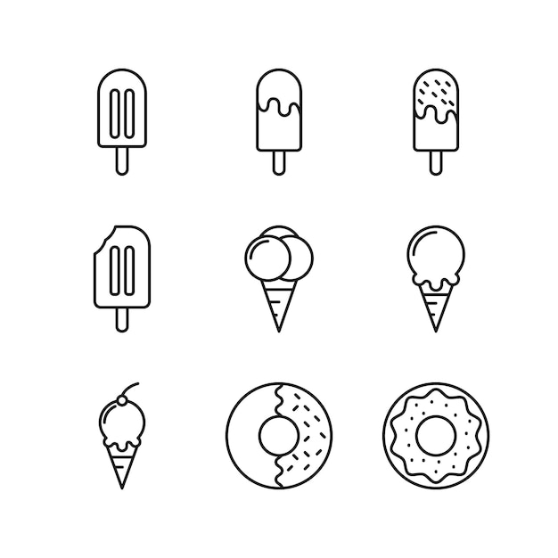 Editable Set Icon of Postre Ice Cream Vector ilustración aislada sobre fondo blanco usando para el sitio web de presentación o aplicación móvil