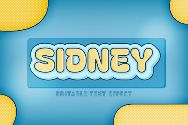 Editable Summer Comic Retro Vintage Efecto de texto moderno con medio tono en amarillo brillante y azul