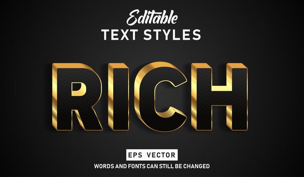 Editable Texto Efecto Golden Rich