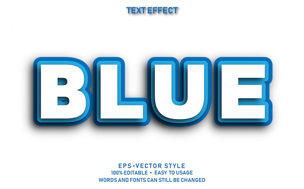 Editable Texto Efecto Papel Azul
