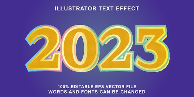 Editable tres 2023 con estilo de texto de dimensión