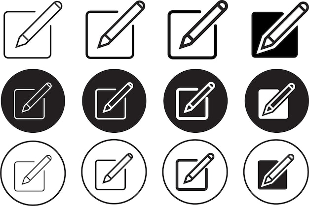 Editar el conjunto de iconos Icono de lápiz Concepto de negocio Editar el símbolo de la señal
