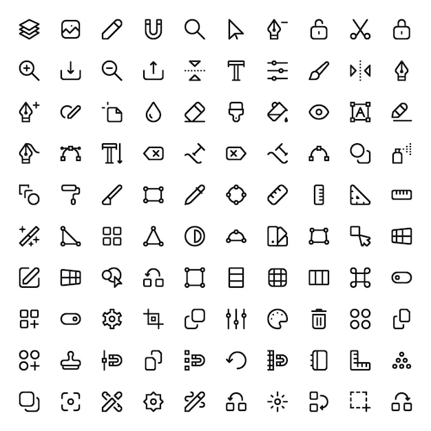 Editar herramientas Icon Set Iconos vectoriales para diseño gráfico y edición de imágenes