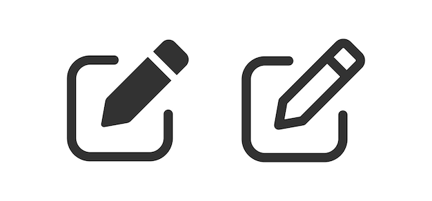 Editar icono de pluma Modificar texto en el signo de la página Escribir lápiz en el cuadrado Editar herramienta Ilustración vectorial