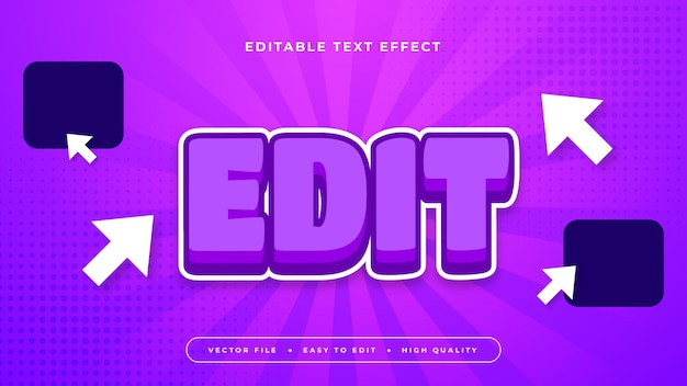 Editar violeta y blanco estilo de fuente de efecto de texto editable en 3D