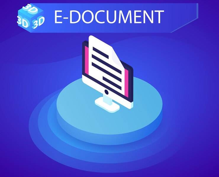 Vector edocument icono de diseño isométrico vector web ilustración 3d colorido concepto