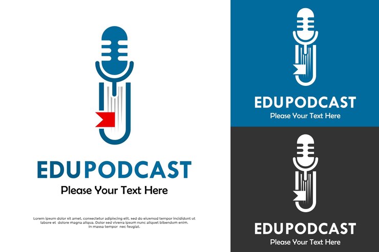 Vector edu podcast plantilla de logotipo ilustración hay podcasts con libro