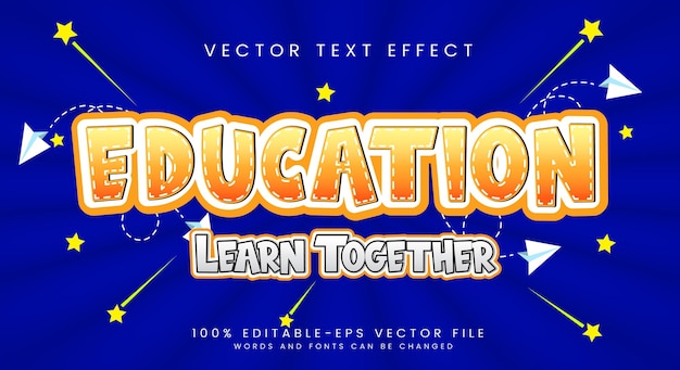 Educación aprender juntos texto editable estilo efecto escuela de educación temática