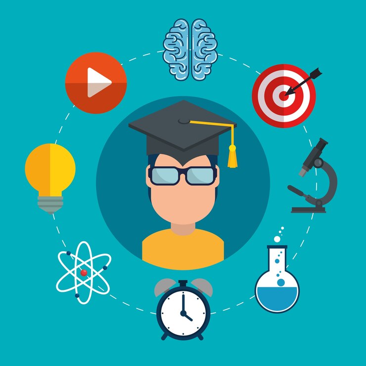 Vector educación, aprendizaje, conjunto, iconos